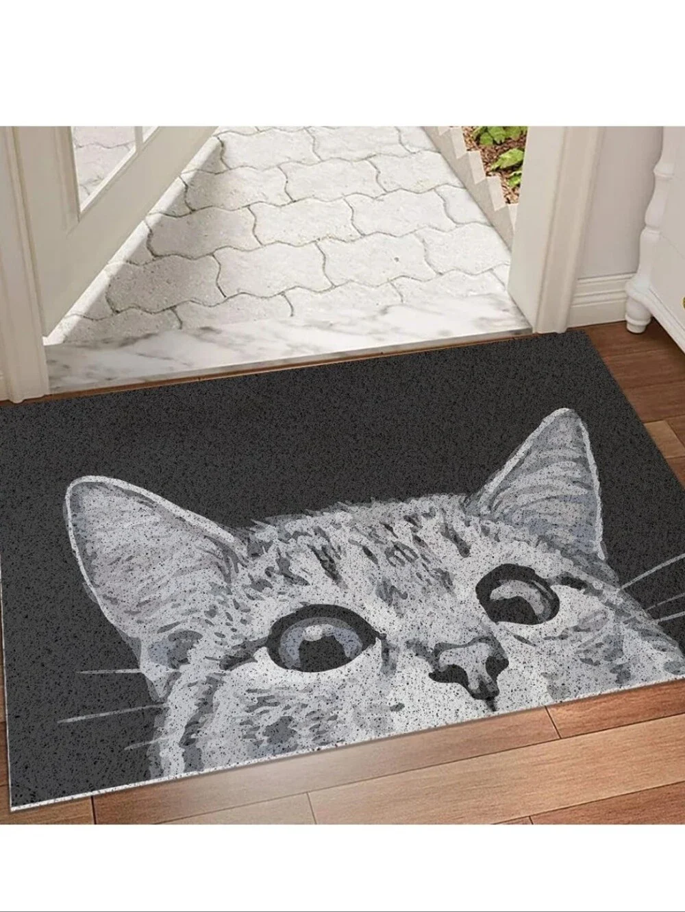 Gray Cat Welcome Mat - Pet Doorway Rug